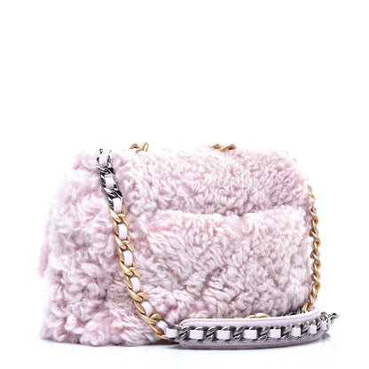 Chanel Shearling Sheepskin Medium 19 Flap Light Pink 3 of 9