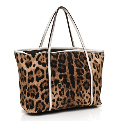 Dolce & Gabbana Canvas Leopard Print Medium Tote White 2 of 10