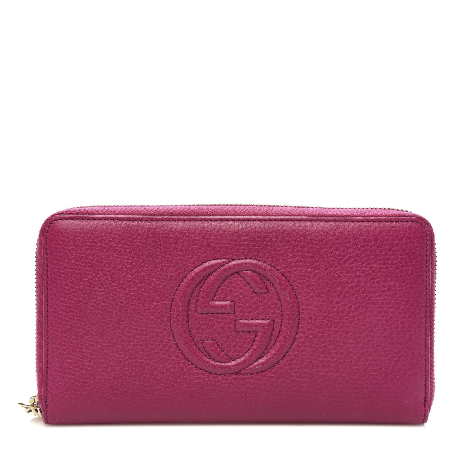 Pebbled Calfskin Soho Zip Around Wallet Bright Bougainvillea