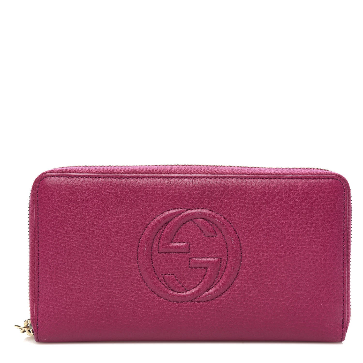 Gucci Pebbled Calfskin Soho Zip Around Wallet Bright Bougainvillea 1 of 9