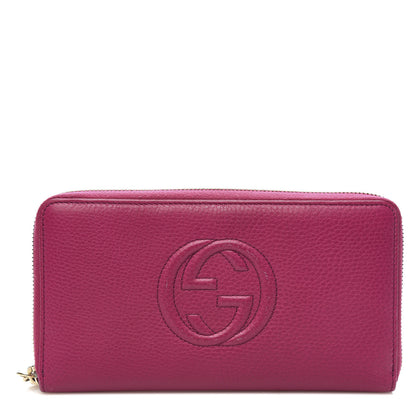 Gucci Pebbled Calfskin Soho Zip Around Wallet Bright Bougainvillea 1 of 9