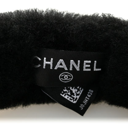Chanel Shearling CC Ear Muffs Black White 6 of 6