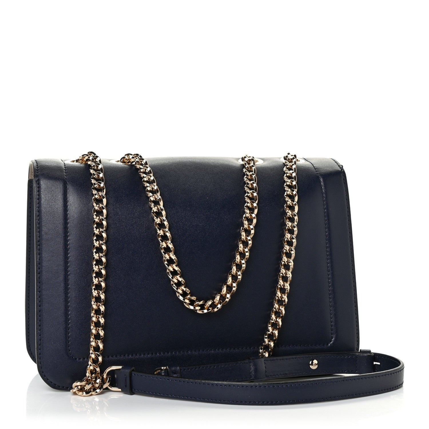 Salvatore Ferragamo Smooth Calfskin Vara Bow Chain Flap Crossbody Blue 3 of 10