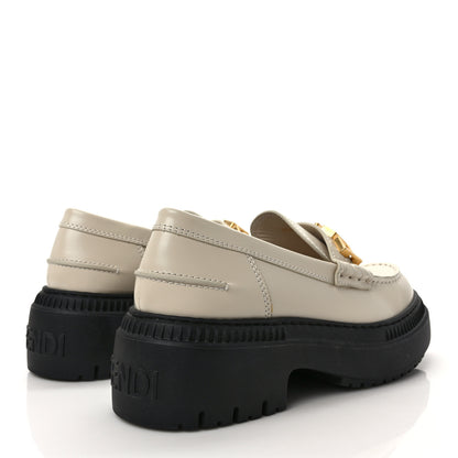 Fendi Vitello Abrasivato Fendigraphy 50mm Loafers 38.5 Blanco Babe 4 of 11