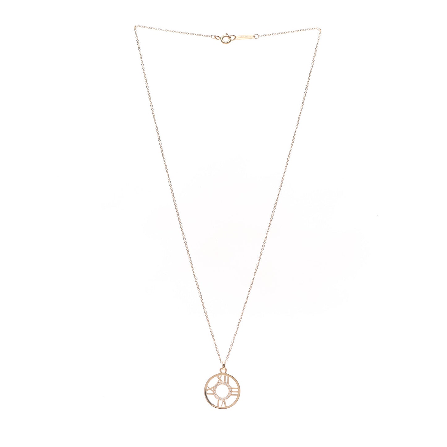 18K Rose Gold Diamond Small Atlas Open Pendant Necklace