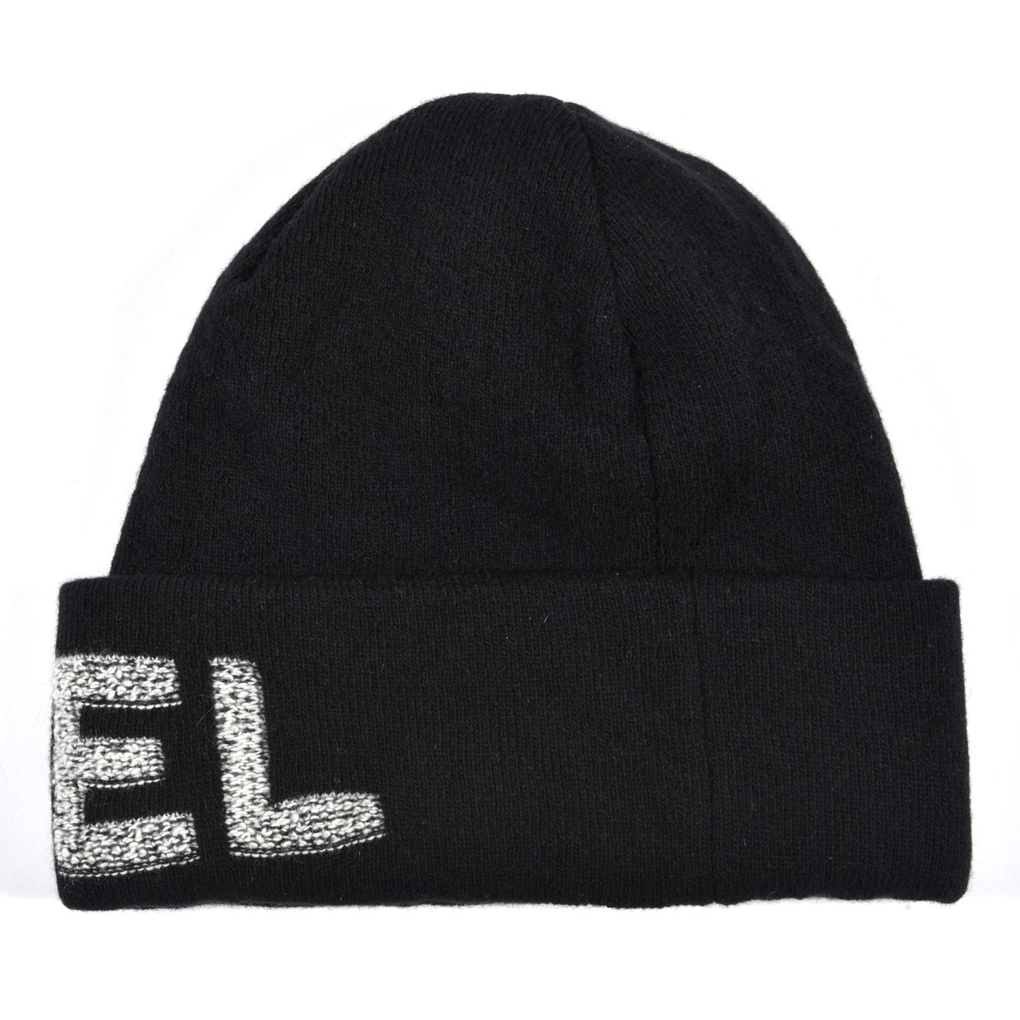 Wool Cashmere Logo Beanie Hat Black Light Grey