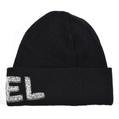 Chanel Wool Cashmere Logo Beanie Hat Black Light Grey 2 of 4