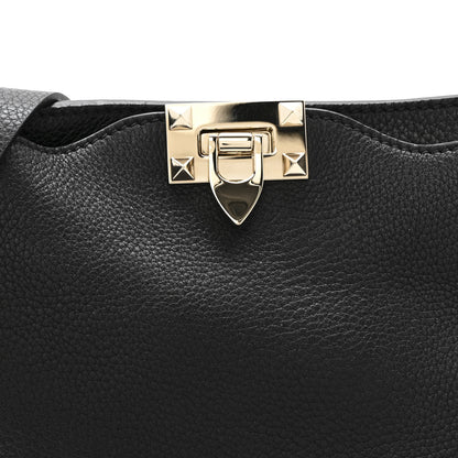 Valentino Garavani Pebbled Calfskin Small Rockstud Flip-Lock Messenger Bag Black 7 of 13