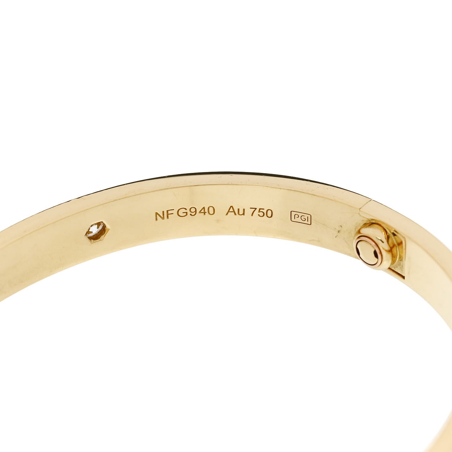 18K Yellow Gold 4 Diamond LOVE Bracelet 17