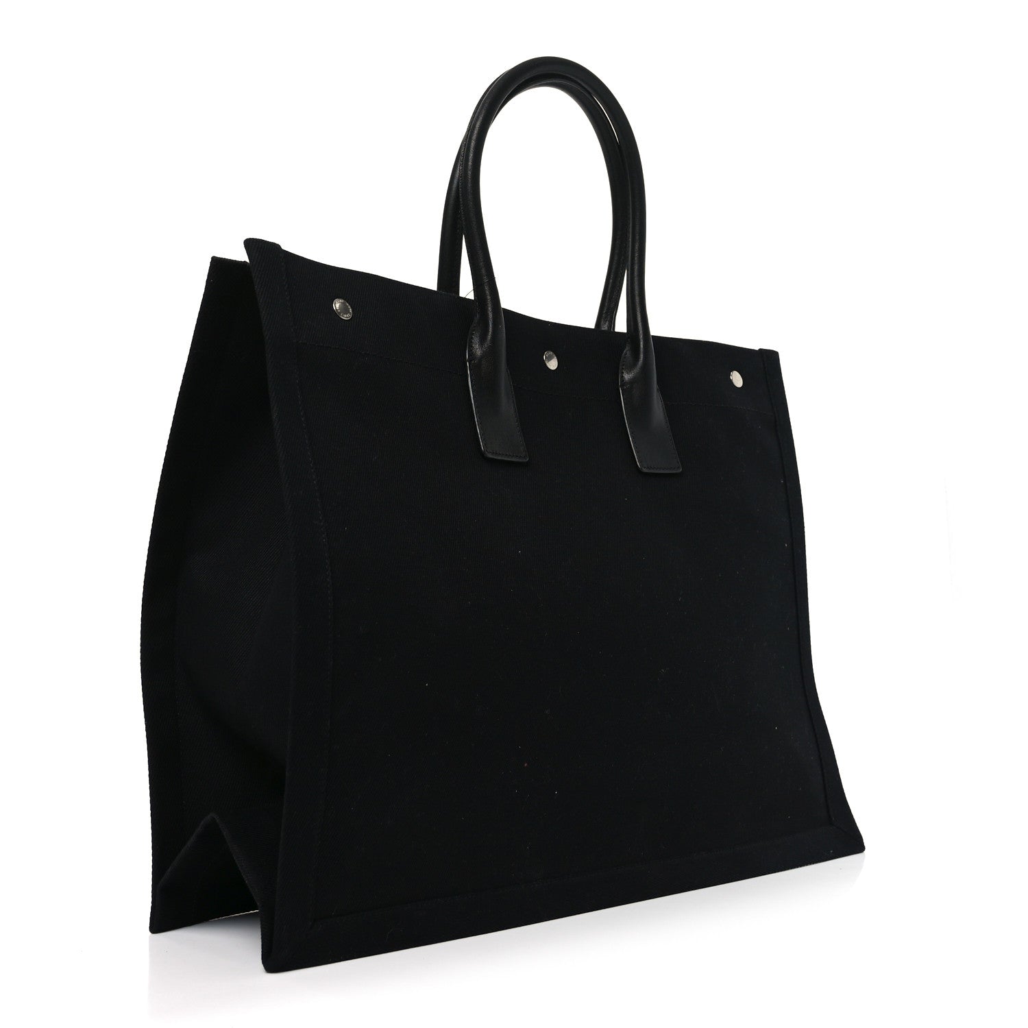 Saint Laurent Linen Calfskin Rive Gauche Tote Black 3 of 9