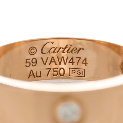 Cartier 18K Pink Gold 3 Diamond 5.5mm LOVE Ring 59 8.75 4 of 4
