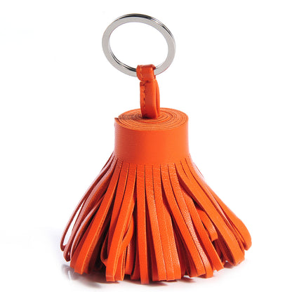 Hermes Lambskin Carmen Tassel Key Holder Feu Orange 1 of 5