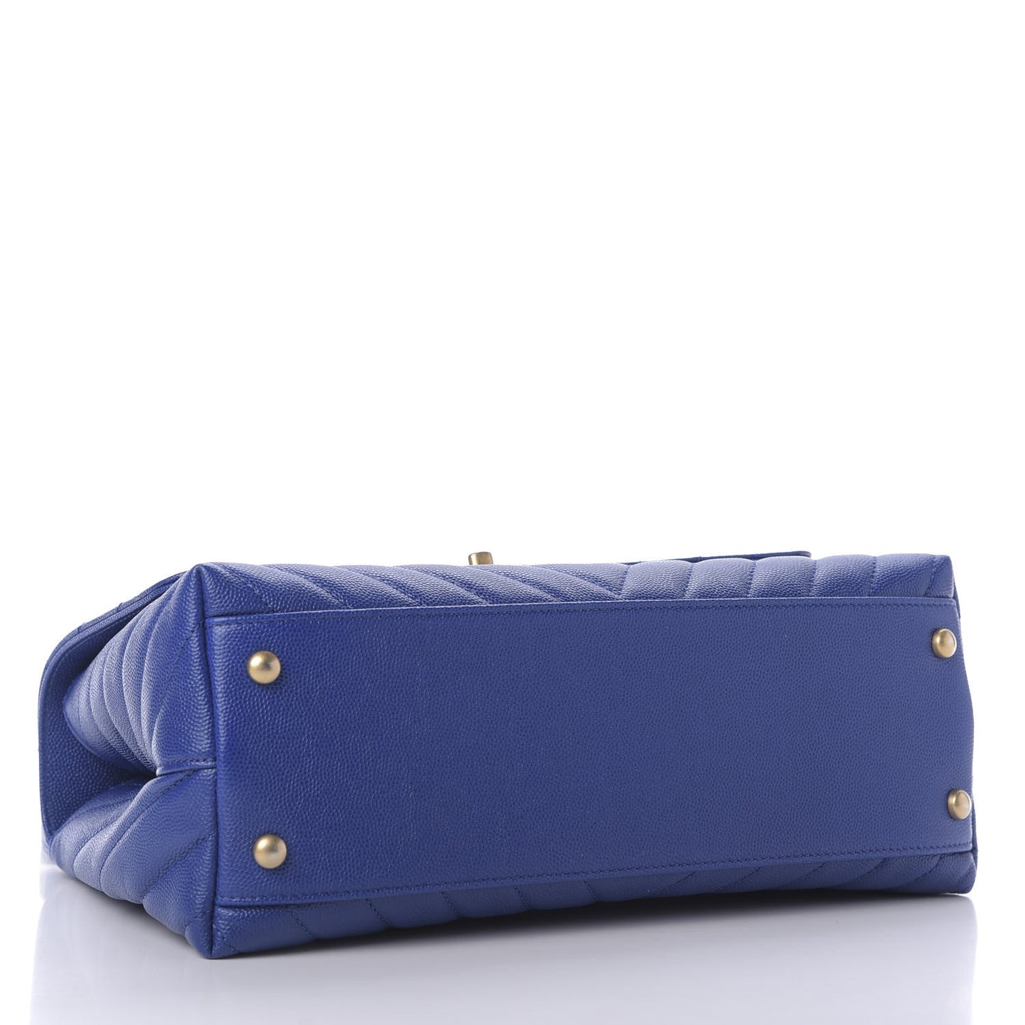 Caviar Chevron Quilted Small Coco Handle Flap Blue