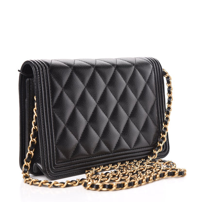 Chanel Caviar Quilted Boy Wallet On Chain WOC Black 3 of 14