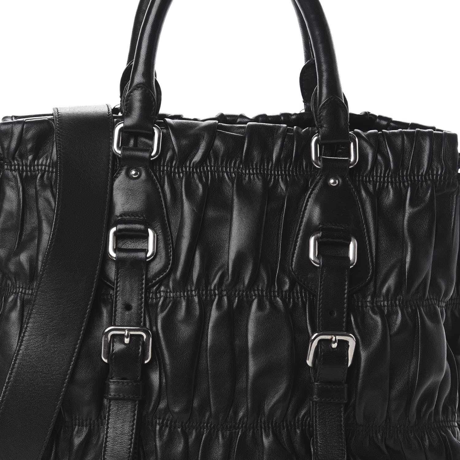 Prada Nappa Gaufre Satchel Black 6 of 8