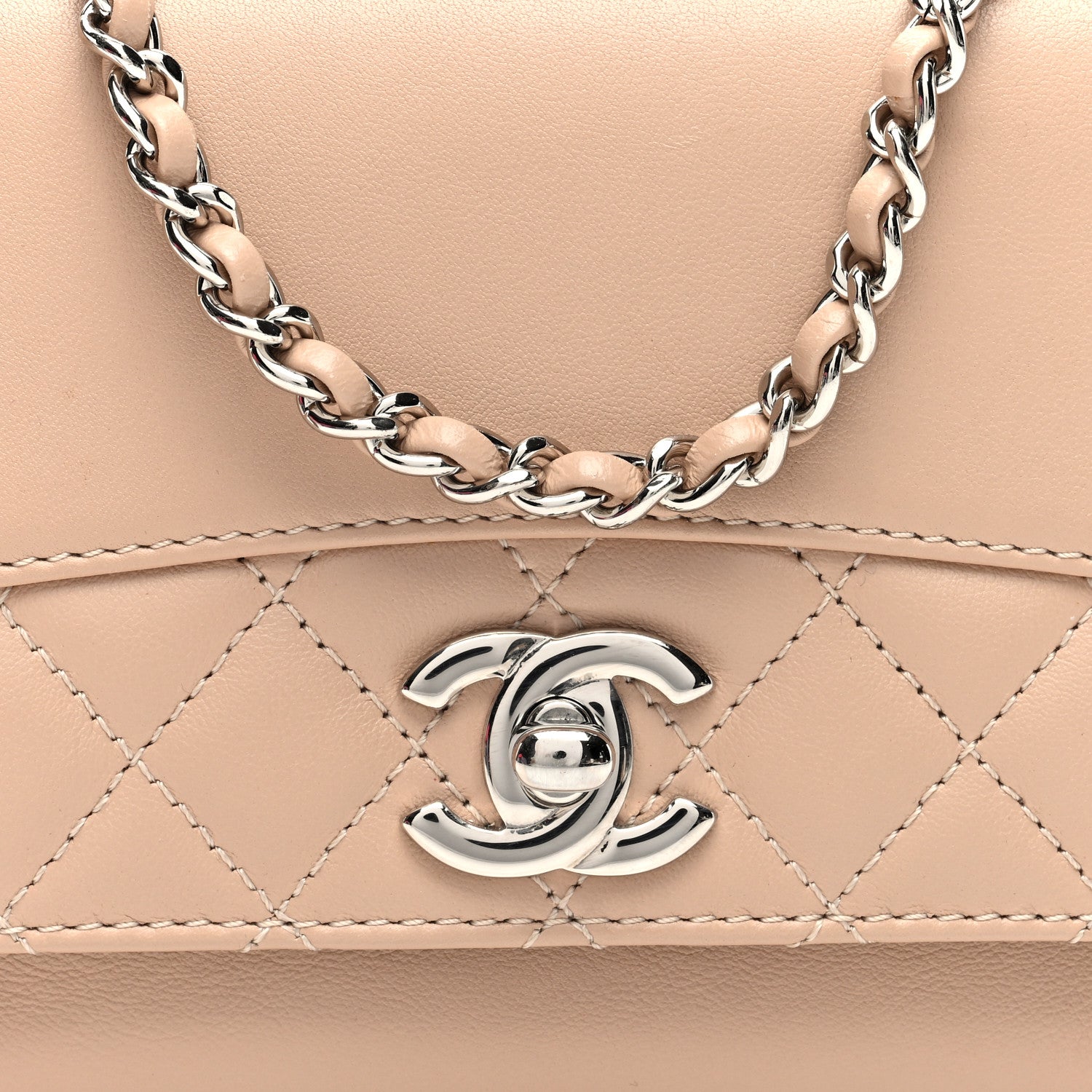 Chanel Calfskin Mini Tramezzo Flap Beige 10 of 12