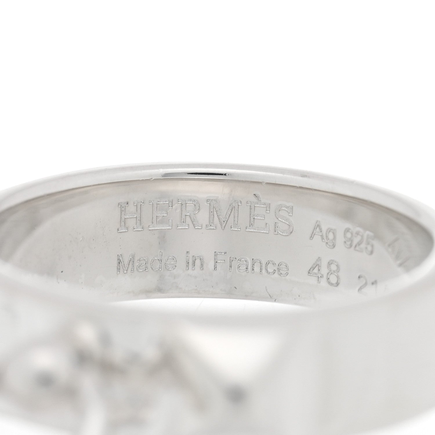 Hermes Sterling Silver PM Collier De Chien Ring 48 4.5 4 of 5