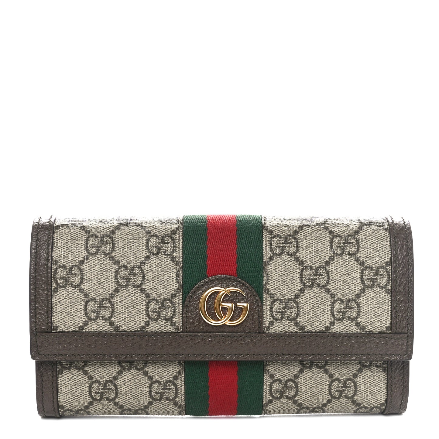GG Supreme Monogram Web Ophidia Continental Wallet Brown