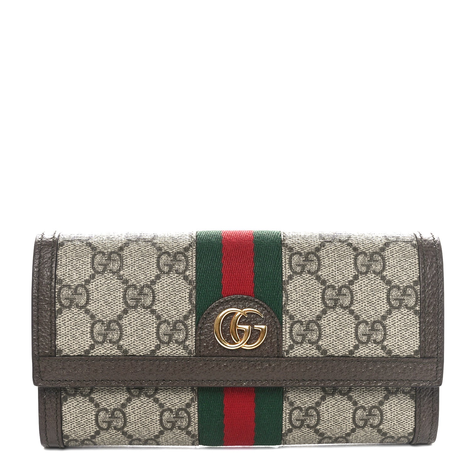 Gucci GG Supreme Monogram Web Ophidia Continental Wallet Brown 1 of 10