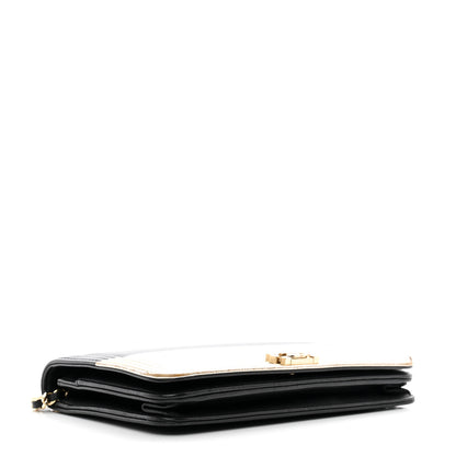Chanel Metallic Goatskin Lambskin Boy Wallet on Chain WOC Black Gold 4 of 12