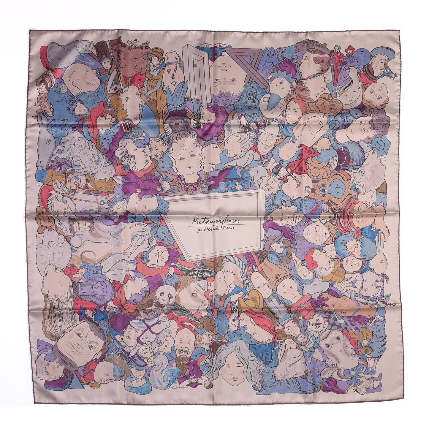 Silk Metamorphoses Par Hermes Paris Scarf 90 Sepia Violet Bleu