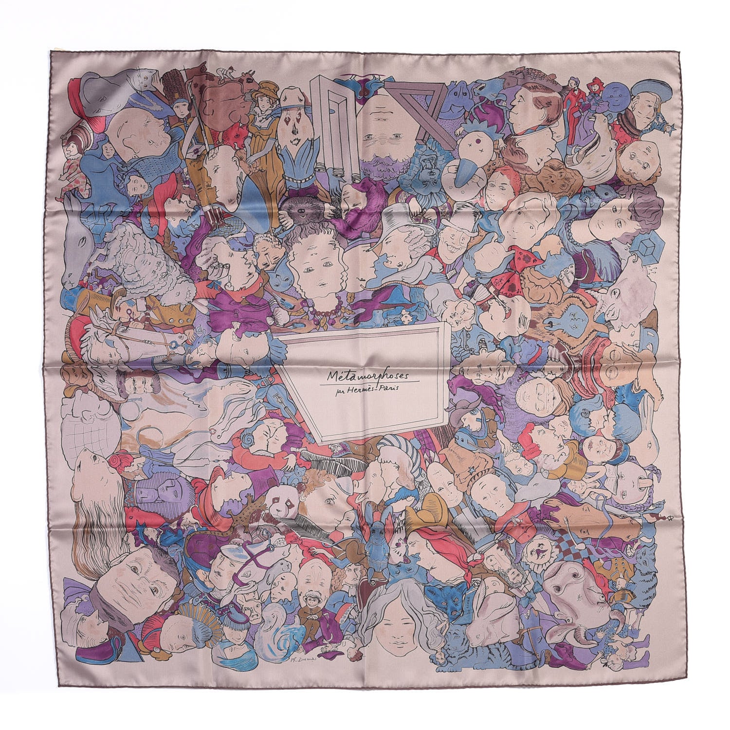 Hermes Silk Metamorphoses Par Hermes Paris Scarf 90 Sepia Violet Bleu 1 of 4