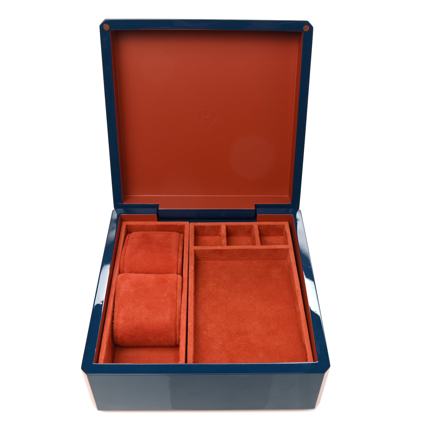 Lacquered Wood Facettes Watch Box Bleu Biarritz