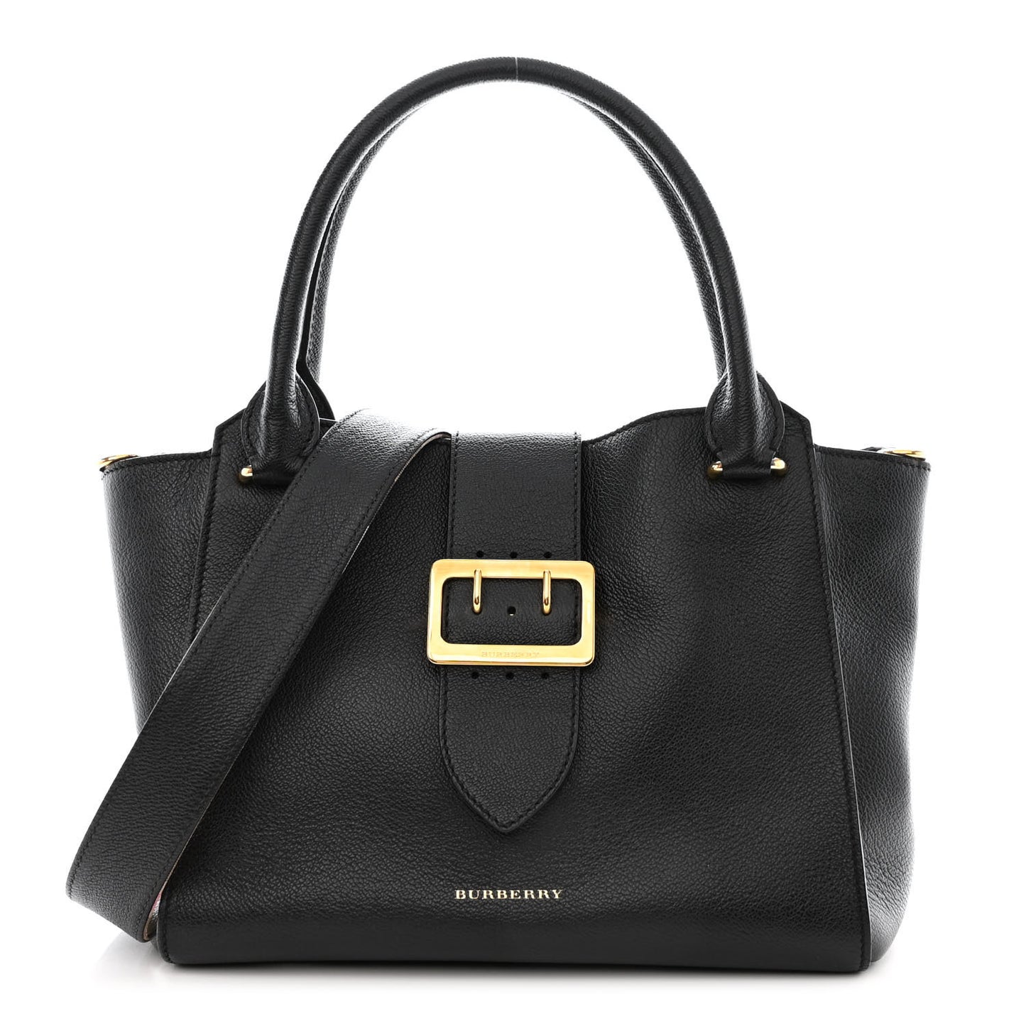 Soft Grain Calfskin Medium Buckle Tote Black