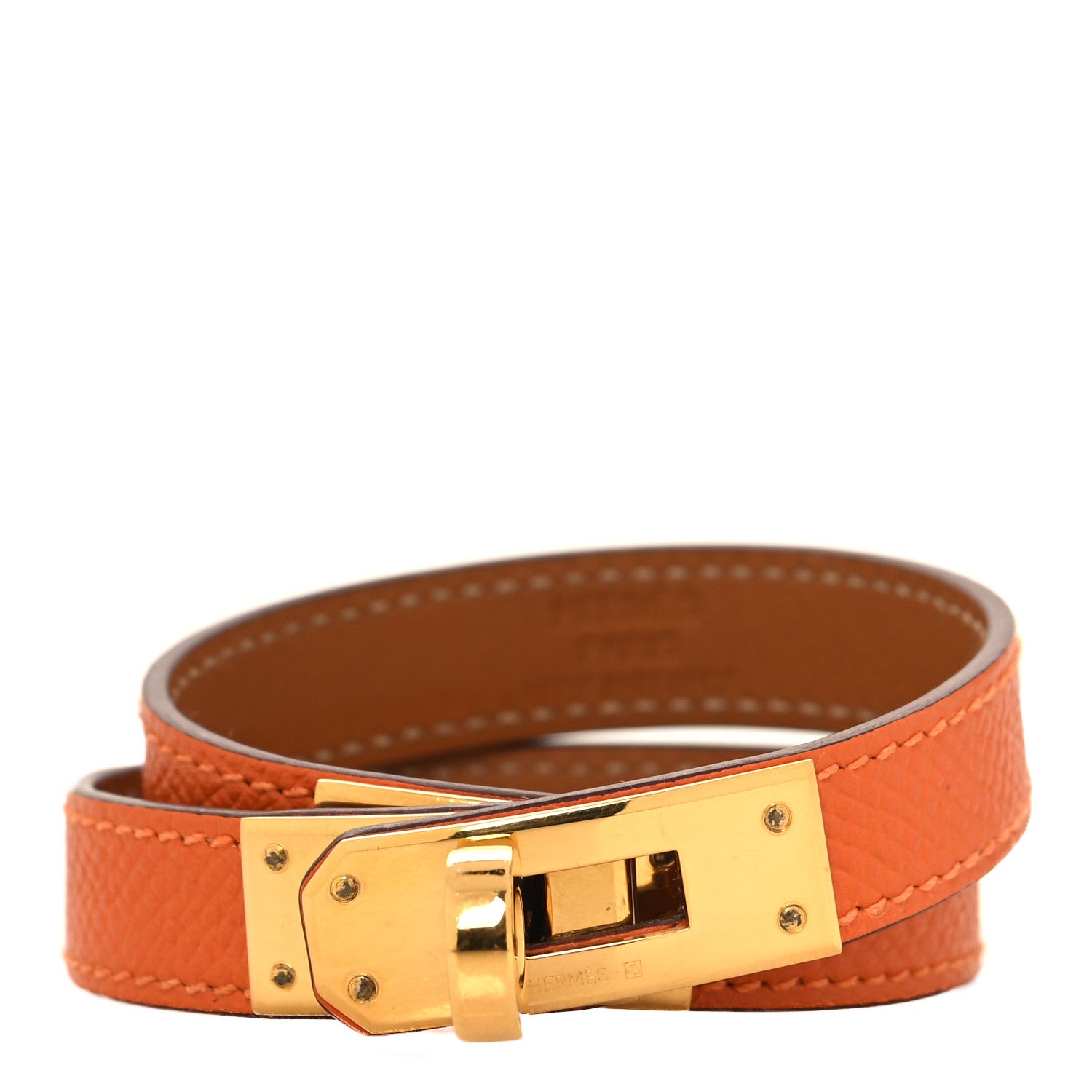 Hermes Epsom Kelly Double Tour Bracelet S Orange 1 of 6