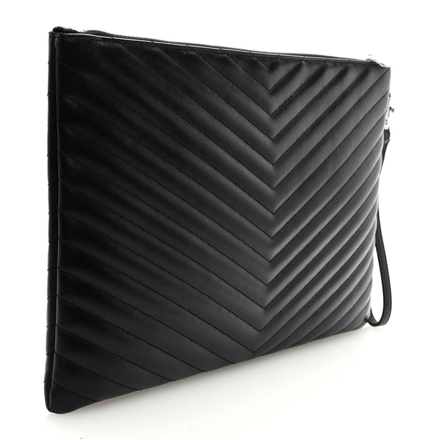Calfskin Matelasse Chevron Monogram Document Holder Black