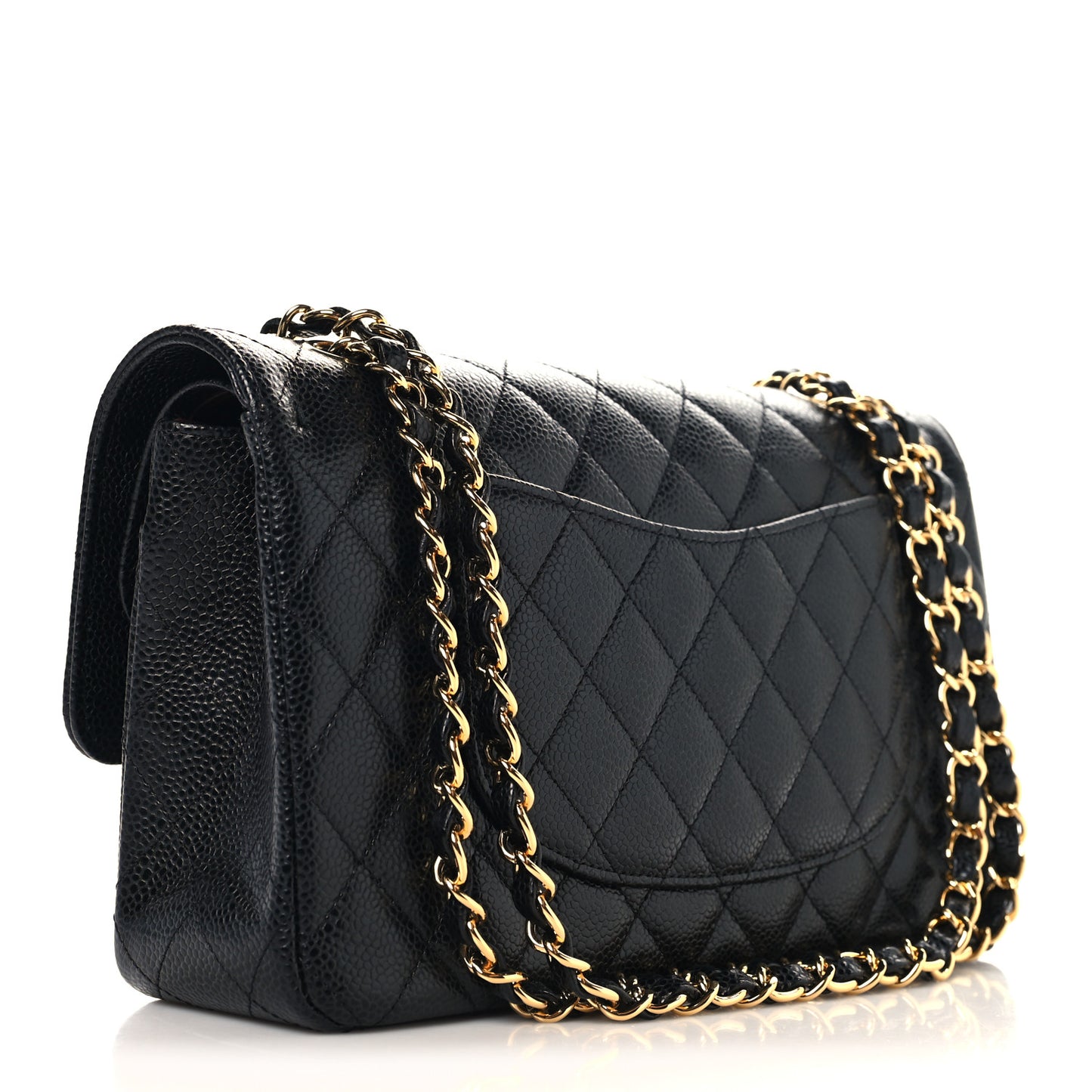 Caviar Quilted Medium Double Flap Black
