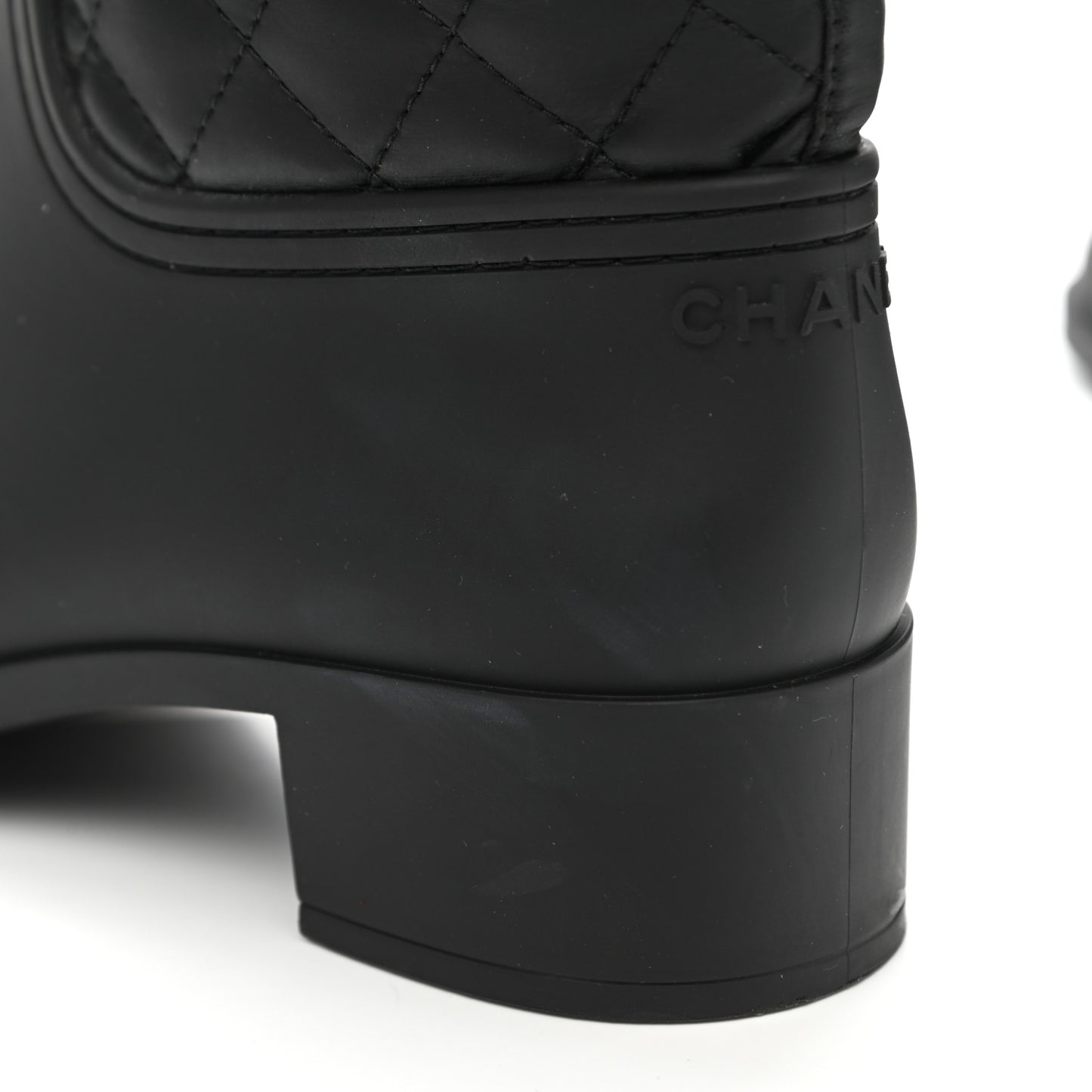 Rubber Quilted Rain Boots 41 Black