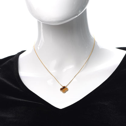 Van Cleef & Arpels 18K Yellow Gold Tiger Eye Vintage Alhambra Pendant Necklace 2 of 7