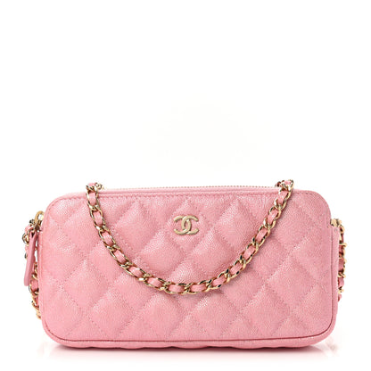 Chanel Iridescent Caviar Quilted Small Clutch With Chain Pink 1 of 10