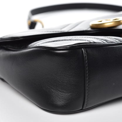 Gucci Calfskin Matelasse Small GG Marmont Shoulder Bag Black 8 of 12