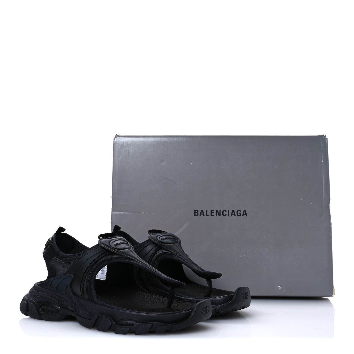 Balenciaga Neoprene Rubber Thong Sandals 37 Black 1665072