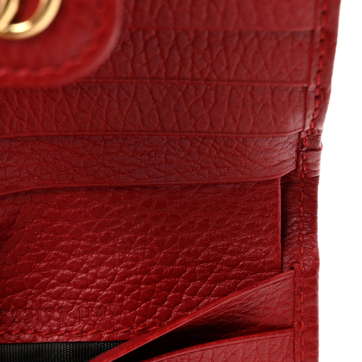 Dollar Calfskin GG Marmont French Wallet Hibiscus Red