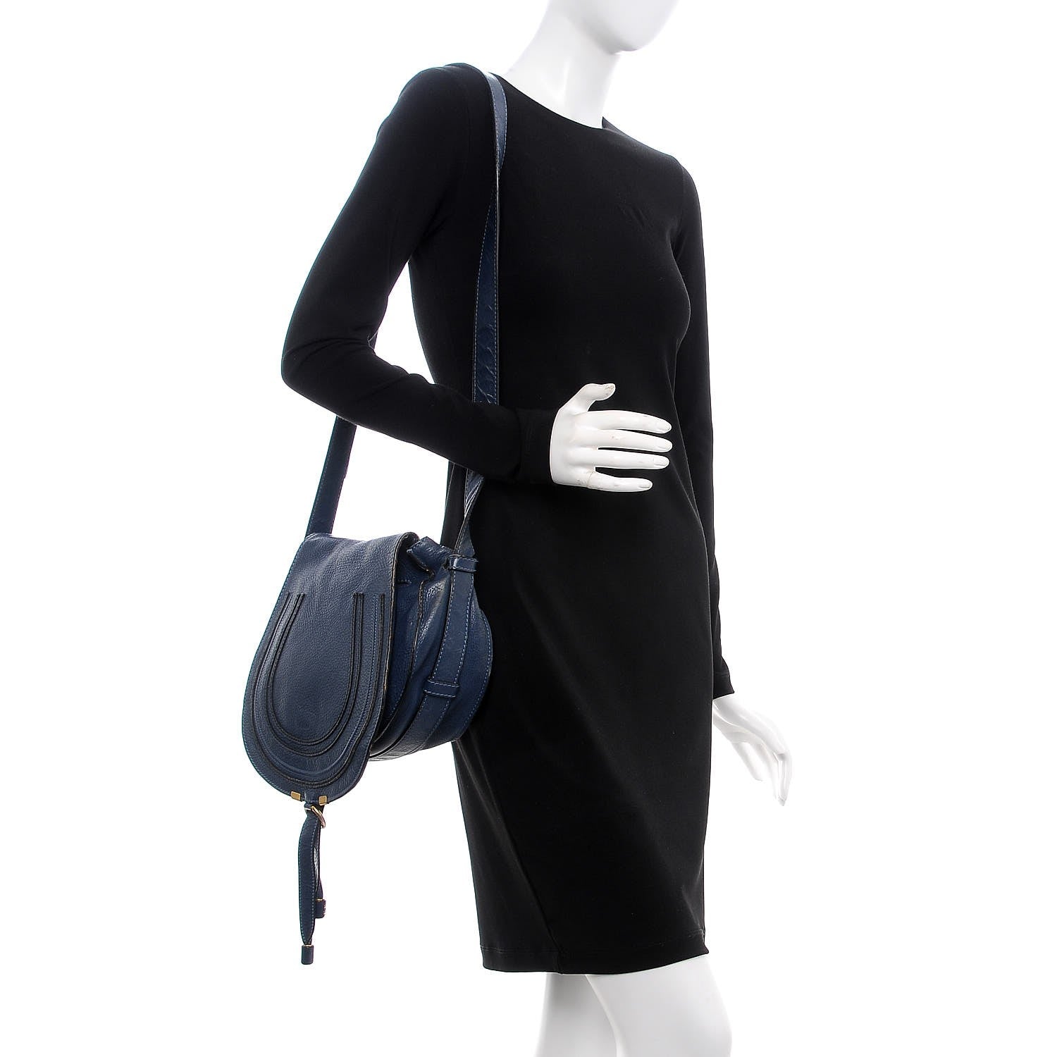 Chloe Calfskin Medium Marcie Round Crossbody Bag Navy 2 of 15