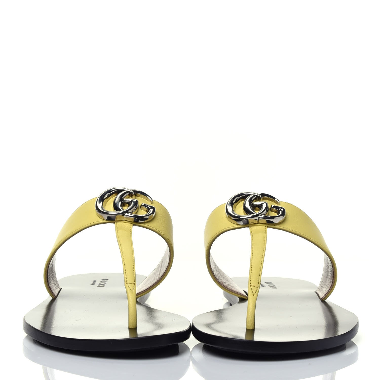 Gucci Calfskin GG Marmont Thong Sandals 38.5 Banana 2 of 8