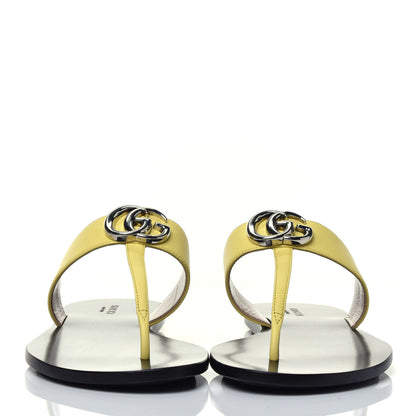 Gucci Calfskin GG Marmont Thong Sandals 38.5 Banana 2 of 8