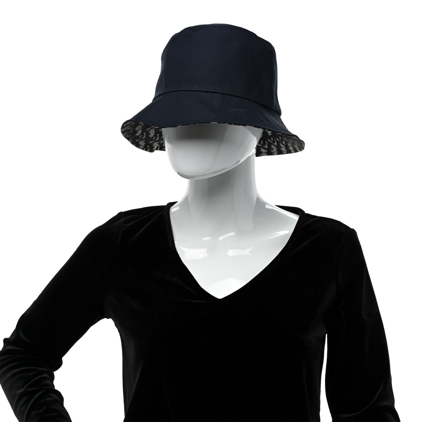 Metallic Oblique Reversible Teddy-D Bob Bucket Hat 58 Blue Silver