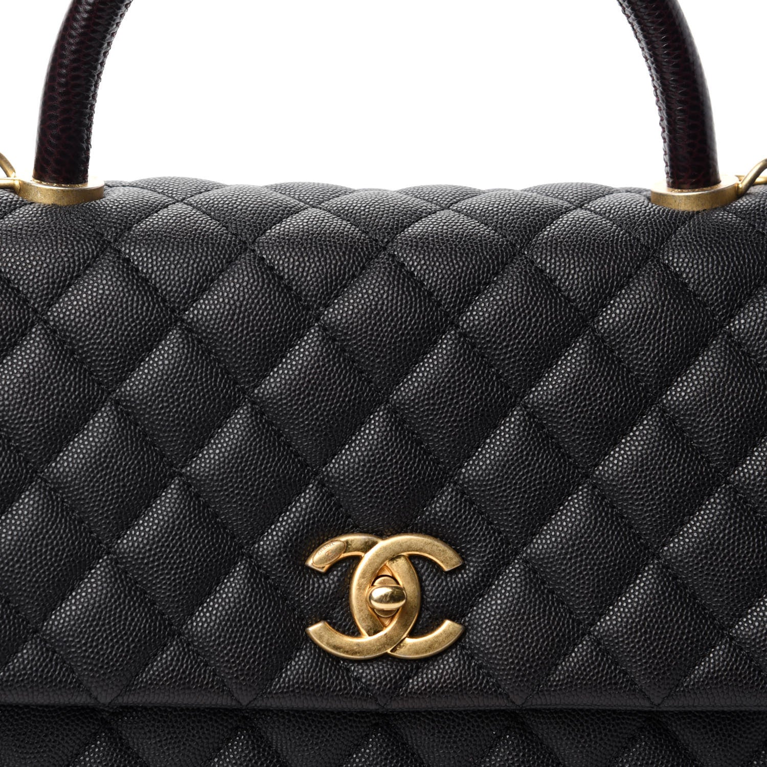 Chanel Caviar Lizard Embossed Quilted Small Coco Handle Flap Black 10 of 11
