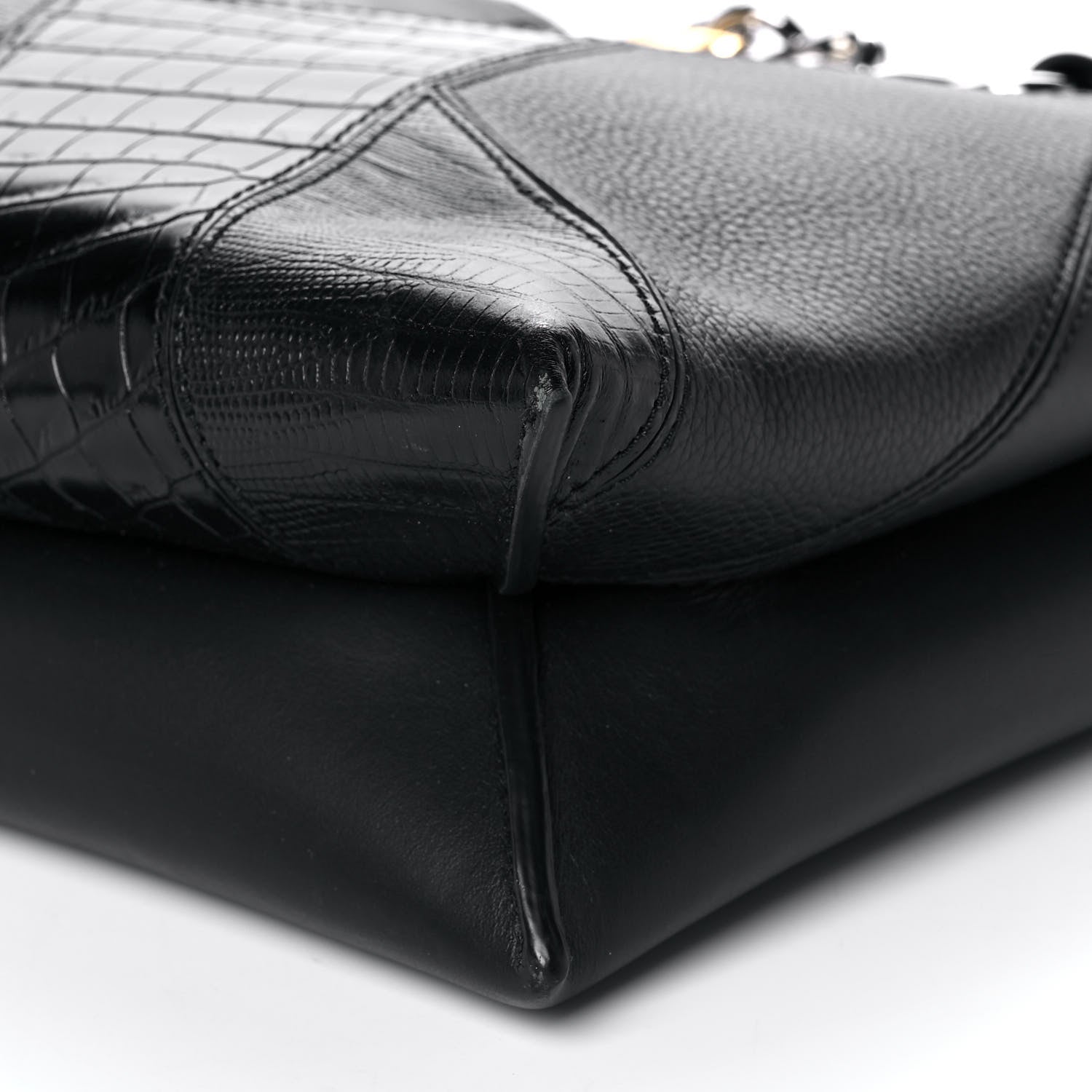 Alexander Wang Suede Calfskin Crocodile Lizard Embossed Attica Chain Satchel Black 8 of 9
