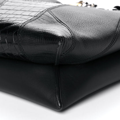 Alexander Wang Suede Calfskin Crocodile Lizard Embossed Attica Chain Satchel Black 8 of 9