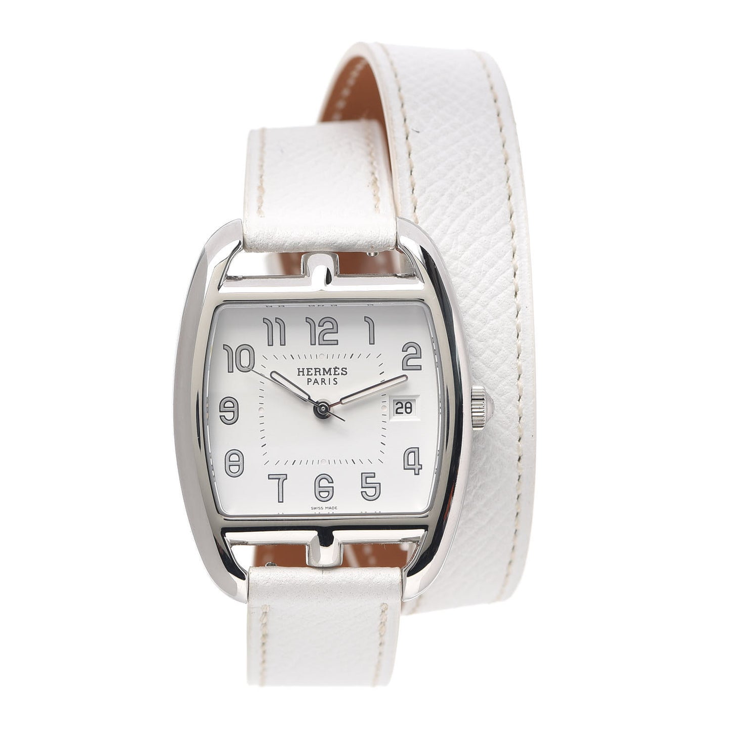 Stainless Steel Epsom 33mm Cape Cod Tonneau Double Tour Quartz Watch Blanc