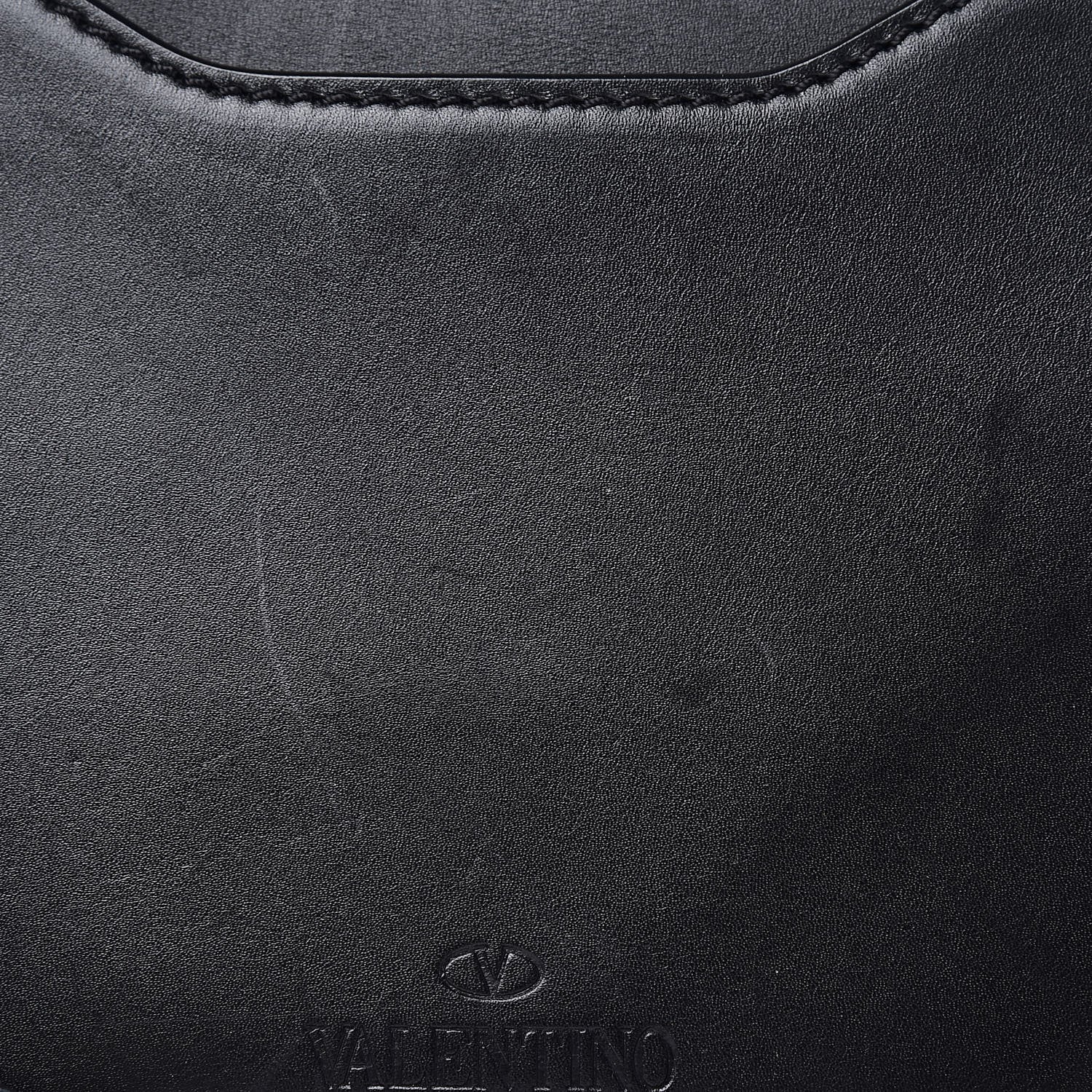 Valentino Garavani Calfskin Rockstud Medium Demilune Double Handle Satchel Black 14 of 23