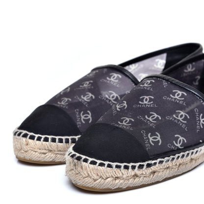 Chanel Mesh Grosgrain CC Espadrilles 39 Black White 8 of 8