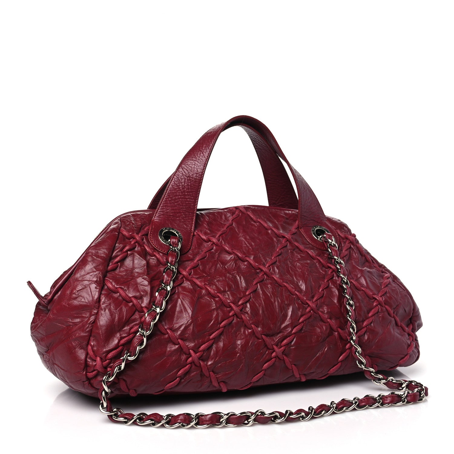 Chanel Calfskin Ultra Stitch Bowler Red 3 of 12