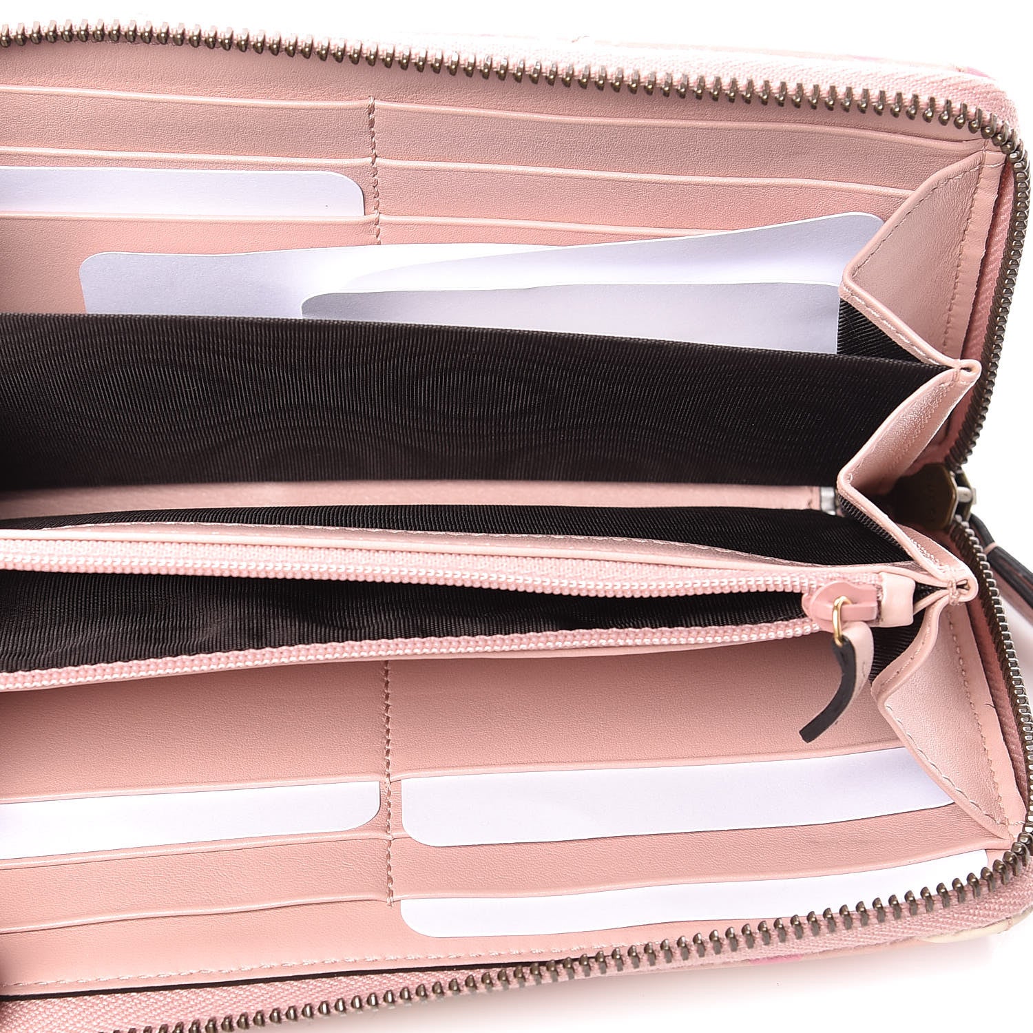 Gucci Calfskin Matelasse GucciGhost GG Marmont Zip Around Wallet Perfect Pink Rosa Ivory 5 of 11