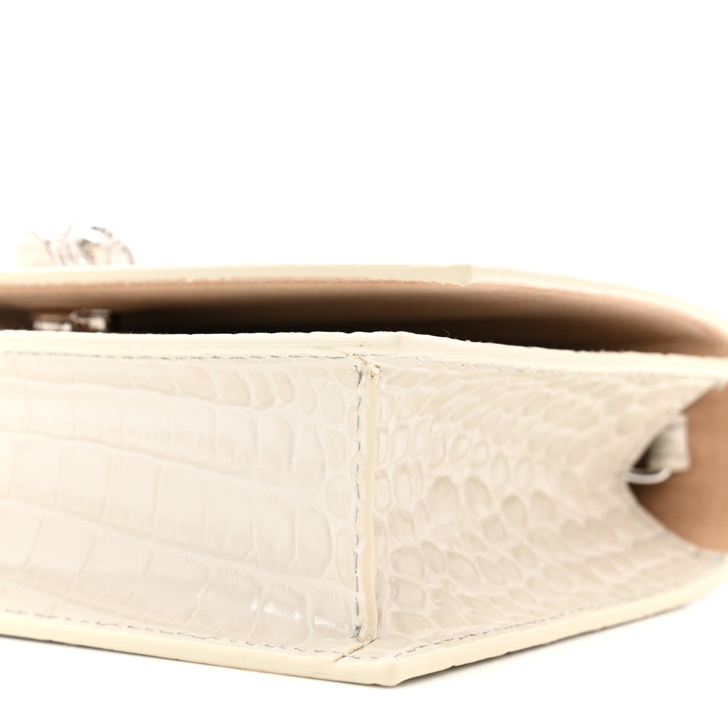 Alexander McQueen Calfskin Crocodile Embossed Skull Mini Crossbody Bag White 9 of 10